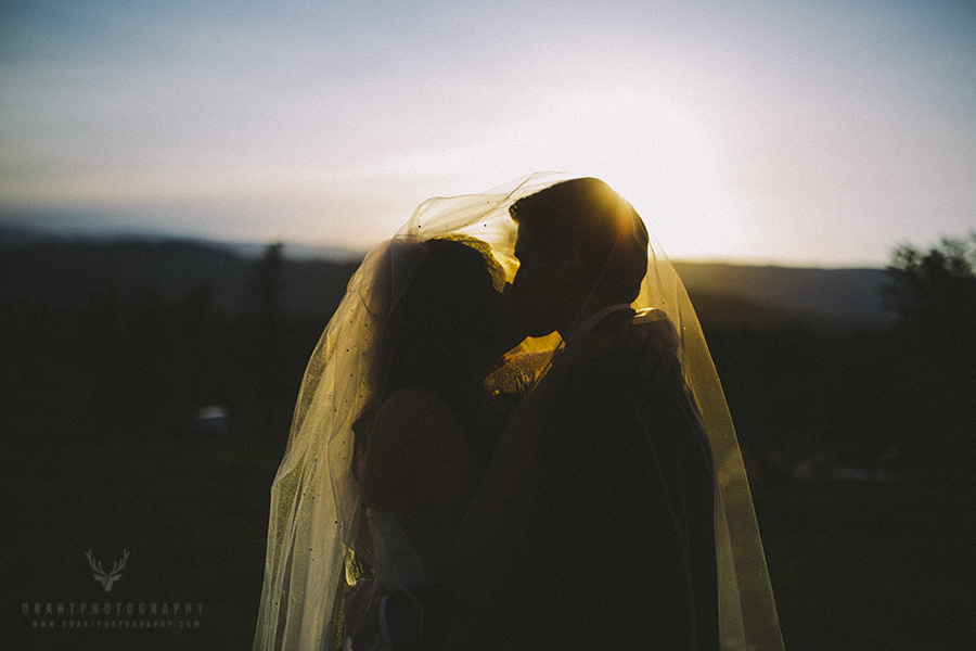 A kiss in the sunset in Coldstream, BC